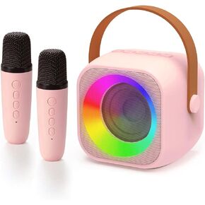 Karaoke Machine for Kids Adults, Ultra Long Range Bluetooth Speaker, Portable Wireless Microphone 2pcs, Gifts for Girls Ages 4, 5, 6, 7, 8, 9, 10, 12 Family Home Party & Outing(pink)