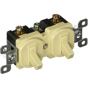 Morris 82090 Double Toggle Switch, Single Pole, 120V, 15 Amp Current, Ivory