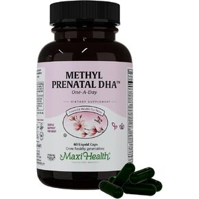 Maxi Health - Methyl Prenatal DHA Prenatal Vitamins Women - Doctor Formulated, Kosher, Gluten Free Prenatal Multivitamin with 25 Nutrients Including DHA, Folic Acid & More, 60 Liquid Caps