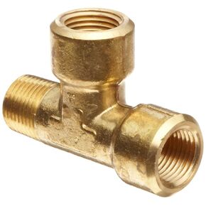 Anderson Metals - 06227-08 Brass Pipe Fitting, Forged Street Tee, 1/2" Female Pipe x 1/2" Male Pipe x 1/2" Female Pipe