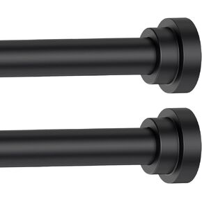 Black Curtain Rods for Windows 28 to 48 Inch, 2 Pack 5/8" Diameter Heavy Duty Metal Stainless Steel Adjustable Small Drapery Rod With Bracket