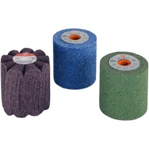 Fein Stainless Steel Flat Material Satinizing Set for Blemish-Free Satin Finishing - includes 1 Sinus Fleece Wheel (180 Grit Fine) and 2 Gum Wheels (60 Grit Medium, 180 Grit Fine) - 63721050020