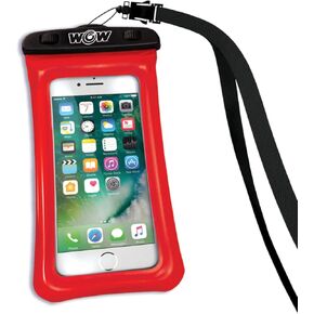 WOW Sports Waterproof Phone Pouch with Floatation and Lanyard – 4X8 Inch Snowproof, Dustproof, Sandproof, and Waterproof Cell Phone Case Red
