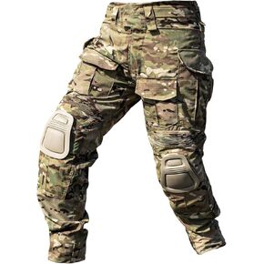 Men’s Tactical Pants with Knee Pads Waterproof Hiking Cargo Pants Camo Combat Pants with 10 Pockets