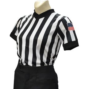 Smitty USA211-607 Women's Basketball V-Neck Body Flex Referee Shirt - with USA Flag - Made in The USA