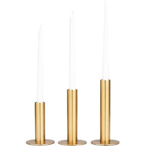 Deco 79 Stainless Steel Slim Minimalistic Candle Holder with Rounded Base, Set of 3 8", 7", 5" H, Gold