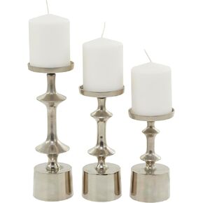 CosmoLiving by Cosmopolitan Aluminum Metal Pillar Candle Holder, Set of 3 10", 9", 7" H, Black