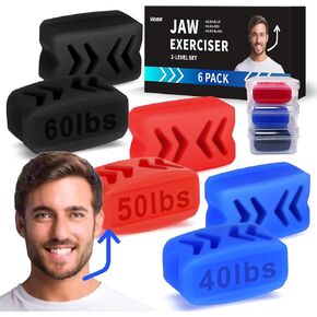Jaw Exerciser for Men Women l Silicone Jawline Exerciser 3 Resistance Levels Powerful Jaw Trainer & Jawline Shaper for All Level Users 6Pcs