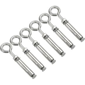 PATIKIL Expansion Hook M6 10 Pack 304 Stainless Steel Concrete Wall Hook Screw for Concrete Brick Stone Ceiling Hanging Silver