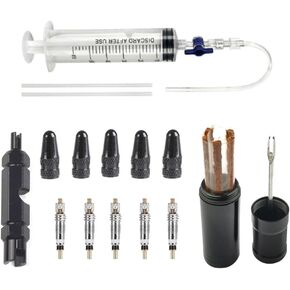 Bike Tubeless Tire Repair Kit: Sealant Injector kit with Presta Valve Core Removal Tool for Stans No Tubes Sealant