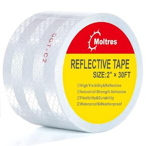 DOT-C2 Reflective Tape,White Silver 2Inch X30 Feet Waterproof Conspicuity Safety Tape,Trailer Self Adhesive Warning Caution Reflector Tapes for Car Trucks Trailer Vehicle Outdoor