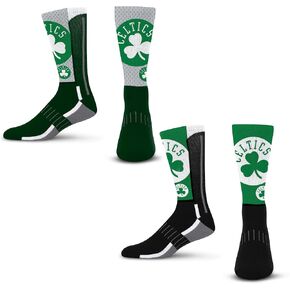 For Bare Feet Men's NBA Logo Zoom Mesh Crew Sock 2 Pack