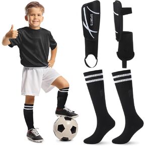Soccer Shin Guards and Socks for Kids Youth Lightweight Soccer Shin Pads with Ankle Protection Protective Football Equipment with Adjustable Strap for Boys Girls Teens