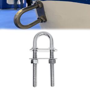 Boat U Bolt Stern Bow Eye Tie Down, Marine Stainless Steel with Hex Nuts and Washers, 4-1/2 in Overall Length, 3/8 in Stock, 3 in Thread Length (1 PCS)