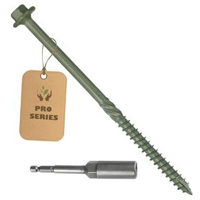 40PCS-#14x 10"-Heavy-Duty-Green-Timber-Log-Structural-Wood-Screws–Exterior-Coated-Wood-Screws-Extra-Long-Landscaping-Construction-Laminated-Beams and Pole-Barns-Carpentry -Hex Socket Included