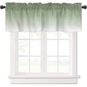 Curtain Valance 60" x 18", Sage Green Window Valances Rod Pocket Curtains Drapes, Farmhouse Sage Green Ombre Short Topper Curtain for Kitchen Cafe Living Room, 1 Panel