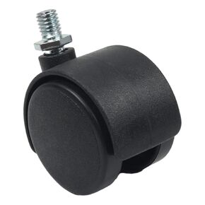 MroMax 1.57 inch Wheel Dia PP Swivel Caster Wheels Plastic 360 Degree 10mm x 15mm Threaded Stem Caster Twin Wheel 40mm for Office Chair Commodity Shelf Black Tone with Brake 4Pcs