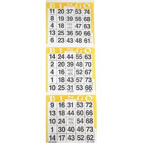INC 3 on Yellow Bingo Paper Cards - 1000 Sheets - 3000 Cards