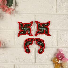 Itiha Mirror Shubh Labh Lakshmi Feet Showpiece Door hanging diwali gift/festive gift/haldi kumkum return gift/puja thali/wedding return gift Decoration Set - 4 piece