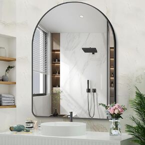 Arched Wall Mirror for Bathroom, 36"x48" Silver Arch Bathroom Mirror, Wall Mounted Mirror, Silver Vanity Wall Mirror w/Metal Frame for Bedroom, Entryway, Living Room, Vertically Hanging