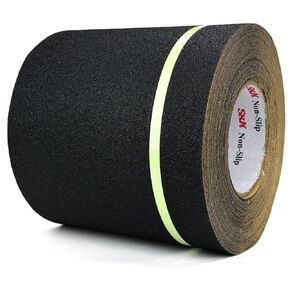 S&X Anti Slip Tape 6 Inch x 60 Ft, 2X Longer Heavy Duty Grip Tape with Glow-in-Dark Strip, Outdoor Stair Treads Non-Slip for Steps, Ramps, Boats, Decks, Non-Skid Safety, Long-Lasting