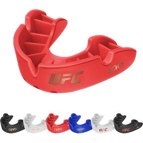 New OPRO Bronze Level UFC Adult and Youth Sports Mouthguard with Case and Fitting Device, Gum Shield for UFC, MMA, Boxing, BJJ and Other Combat Sports (Red, Adult)