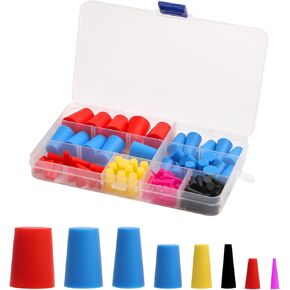 110pcs Silicone Tapered Plugs, 8 Sizes 1/16-5/8in High-Temperature Resistant Stoppers Tapered Plug Rubber Cork for Hole Spraying Coatings Paint Protection