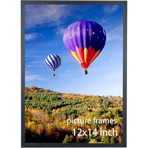 12x14 Picture Frames Solid Wood 12x14 inch Poster Frame for Wall 12x14 inch Photo Frames Family Black (HB1214)