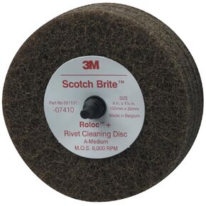 3M Scotch-Brite Rivet Cleaning Disc 07410, 4 in x 1-1/4 in A MED, 10 per case