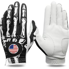 Golf Gloves Men Right Handed Golfer Left Hand with Ball Marker 1 Pack, Leather Premium Weathersof Grip Soft Mens Golf Glove, Size Small Medium ML Large XL