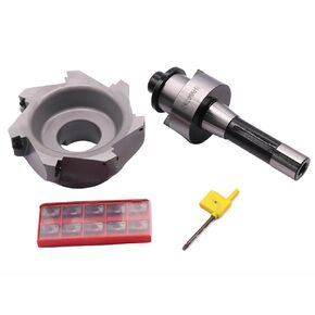 R8 FMB40 7/16-20 Shank Face End Mill Arbor and 4.92"/125mm Cutting Diameter 7-Flute 400R-125-40-7T CNC Face End Milling Shell Cutter with 10Pcs APMT1604 Carbide Inserts and T15 Wrench