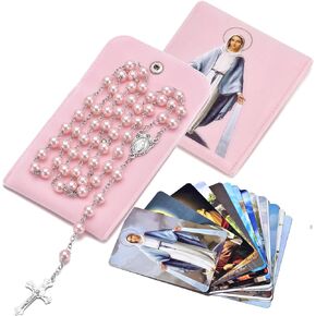 8mm Rosary Beads Catholic for Women with Holy Mary Medal - Confirmation Gifts for Teenage Girl - Including Holy Mary Rosary Pouch and 18pcs Saint Cards