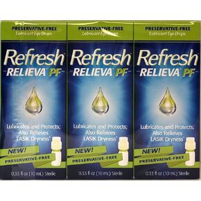Refresh Relieva Preservative-Free Lubricant Eye Drops 0.33 Fl Oz (10ml) Sterile (3-Pack)