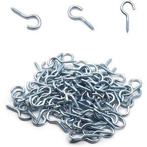 MroMax 100PCS 0.98" Eye Screw Self-Tapping Screws Blue Zinc Plated Screw-in Ceiling Hooks Hanging Hooks Mug Hooks Plant Hooks Open End Eye Bolt Hooks for Home, Office and Workplace