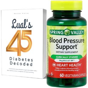 Lual's 45 Diabetes Decoded Bundle with Spring Valley Blood Pressure Supplement | Blood Pressure Supplements to Lower Blood Pressure | Circulation Supplements | 60 Capsules
