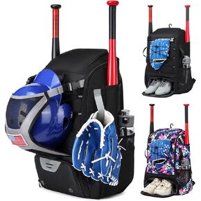 Baseball Batting Bag with Helmet and Glove Compartments, Black, by Badger Gear in Kuwait