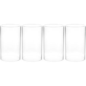 4Pcs Glass Candle Holder, Clear Candle Chimney Candle Holder Tube Shade Glass Cylinder Open Both Ends Clear Candle Holder Chimney Tube Candle Shade Lamp Shade