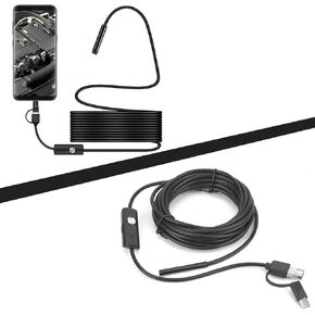 USB Endosecope, 3 in 1 Endoscope 5.5mm Lens Borescope Inspection Camera with 6 Adjustable LED 5M Cable Scope Camera IP67 Waterproof for Android/XP/W7/W8/VISTA/W10