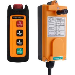 Advanced Mini Wireless Electric Chain Hoist Crane Remote Control 2-Button 110V Industrial Winch Lift Dump Trailer Radio Truck Crane Remote Controller 2 Transmitters and Receiver