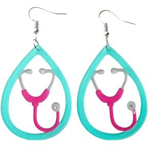 Medical Theme Earrings Love Heart Stethoscope Pill Syringe Medical Red Cross Nurse Cap Earrings Nurse's Day Gifts for Doctors Nurses Medical Students