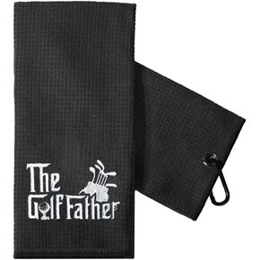Funny Golf Towel Gift for Dad, Funny Golf Towel for Men, Retirement Gifts for Men Golfer, Embroidered Golf Towels for Golf Bags with Clip (The Golf Father)