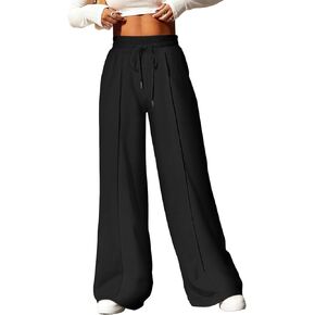 Aleumdr Women's High Waisted Drawstring Waist Wide Leg Sweatpants with Pockets Casual Loose Yoga Pants