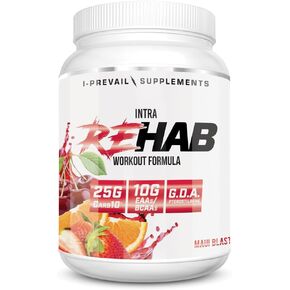 Rehab High Performance Intraworkout Formula 10g BCAA & EAA – Carb10 | Enhance Recovery & Hydration | Keto Friendly | 25 Servings (Blueberry Lemonade, 25 Serving)