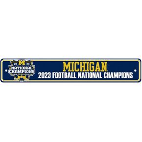 FANMATS Michigan 2023-24 National Champions Blue Street Sign - 0.33 ft. X 2 ft.