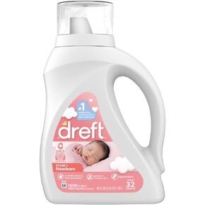 Dreft Newborn Baby Liquid Laundry Detergent, Gentle on Sensitive Skin, HE Compatible, 2 pack, 32 loads each