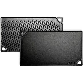 Lodge LDP3 Cast Iron Reversible Grill/Griddle (9.5" x 16.75") and Lodge Pan & Grill Scraper Set (2 Pieces)