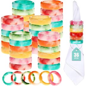 36 Pcs Acrylic Napkin Rings Colorful Napkin Ring Holders 1.5" Napkin Rings Bulk for Christmas Party Decoration, Dinning Table, Family Gatherings, Tabletop Décor (Light Color)