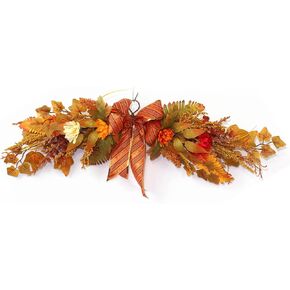 Okngr Autumn Swag Thanksgiving Swag Artificial Fall Maple Swag Fall Harvest Swag with Maple Leaves Fall Swag for Thanksgiving Front Door Decoration