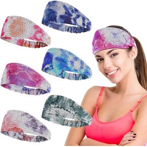 6 قطع من عصابات رأس تبريد صبغ التعادل للنساء عصابات رأس مطبوعة قابلة للتنفس، عصابات رأس بوهو غير قابلة للانزلاق، أغطية رأس عمامة رياضية، عصابات شعر مرنة للتمرين للنساء، اليوغا والجري in Kuwait