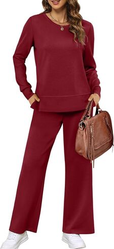 XIEERDUO المرأة 2 قطعة صالة مجموعات الخريف ملابس السفر موضة واسعة الساق رياضية مريحة Sweatsuits S-3XL in Kuwait